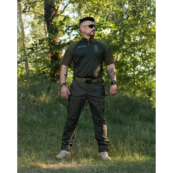 КОМПЛЕКТ (ФУТБОЛКА ТАКТИЧНА БОЙОВА BEZET COMBAT ХАКІ, БРЮКИ КАРГО ТАКТИЧНІ BEZET ONYX ХАКІ) -