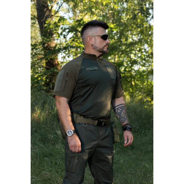 КОМПЛЕКТ (ФУТБОЛКА ТАКТИЧНА БОЙОВА BEZET COMBAT ХАКІ, БРЮКИ КАРГО ТАКТИЧНІ BEZET ONYX ХАКІ) -