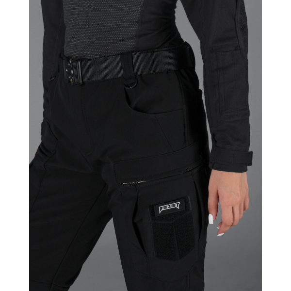 Зимові брюки карго жіночі тактичні Softshell BEZET Ешелон чорні -