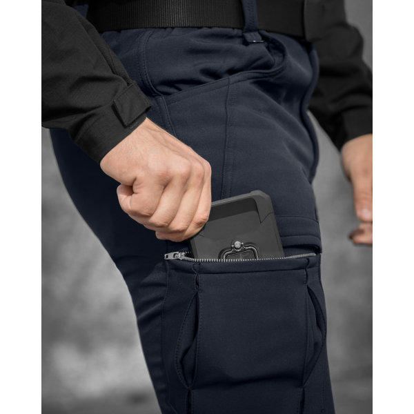 Зимові брюки карго тактичні Softshell BEZET Ешелон синій -