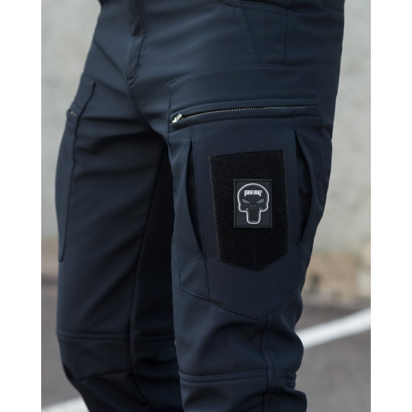 Зимові брюки карго тактичні Softshell BEZET Ешелон синій -
