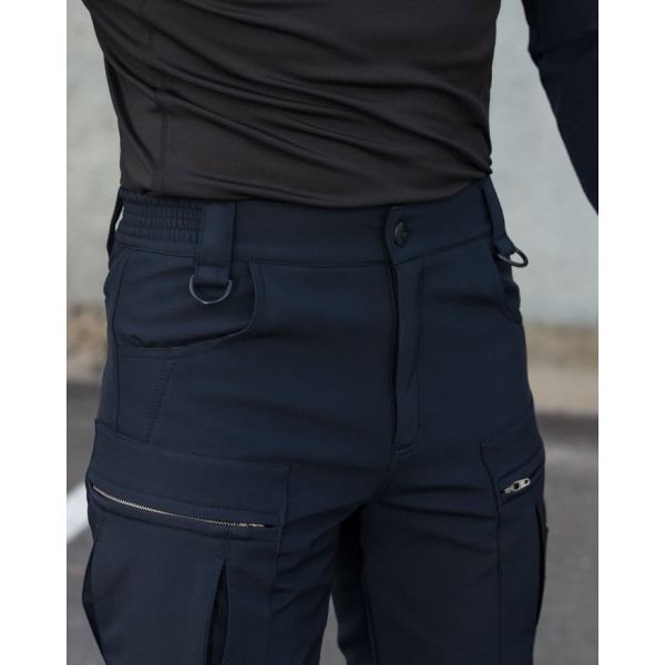 Зимові брюки карго тактичні Softshell BEZET Ешелон синій -