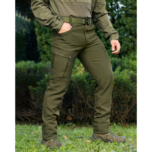 Зимові брюки карго тактичні Softshell BEZET Ешелон хакі -