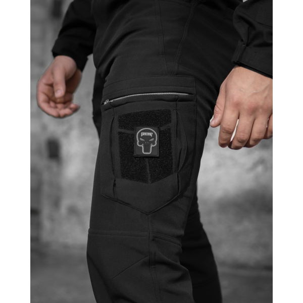 Зимові брюки карго тактичні Softshell BEZET Ешелон чорні -