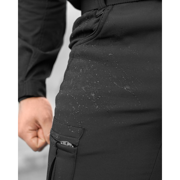 Зимові брюки карго тактичні Softshell BEZET Ешелон чорні -