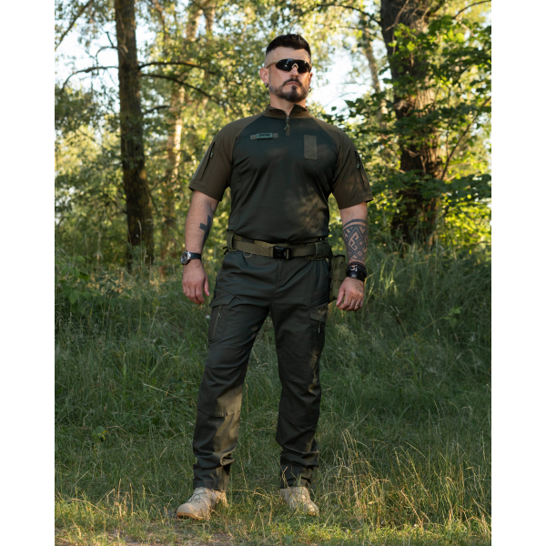 КОМПЛЕКТ (ФУТБОЛКА ТАКТИЧНА БОЙОВА BEZET COMBAT ХАКІ, БРЮКИ КАРГО ТАКТИЧНІ BEZET ONYX ХАКІ) -