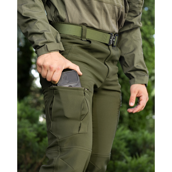 Зимові брюки карго тактичні Softshell BEZET Ешелон хакі -