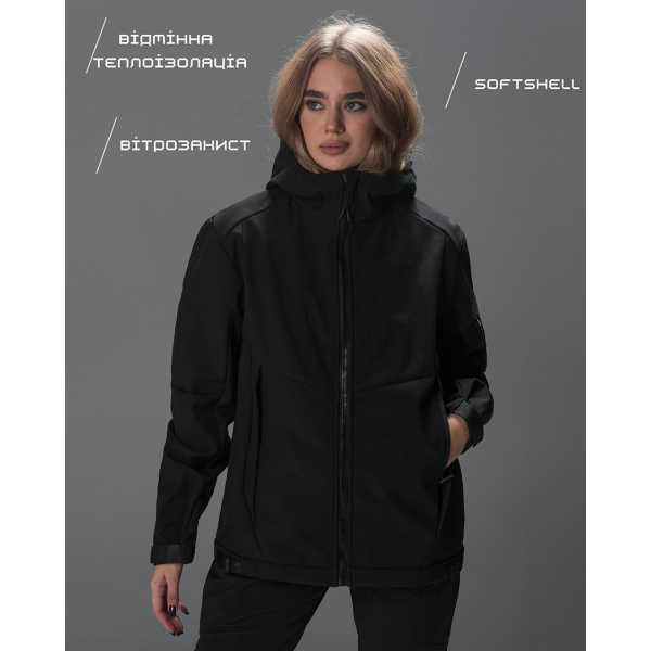 Куртка жіноча Softshell BEZET Робокоп 2.0 чорний -