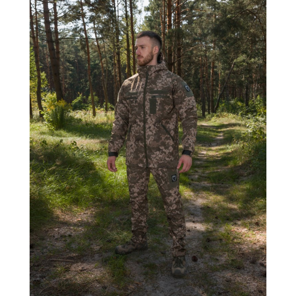 ТАКТИЧНИЙ КОМПЛЕКТ ( КУРТКА SOFTSHELL BEZET OMEGA ПІКСЕЛЬ, ЗИМОВІ БРЮКИ КАРГО ТАКТИЧНІ SOFTSHELL BEZET ЕШЕЛОН ПІКСЕЛЬ) -