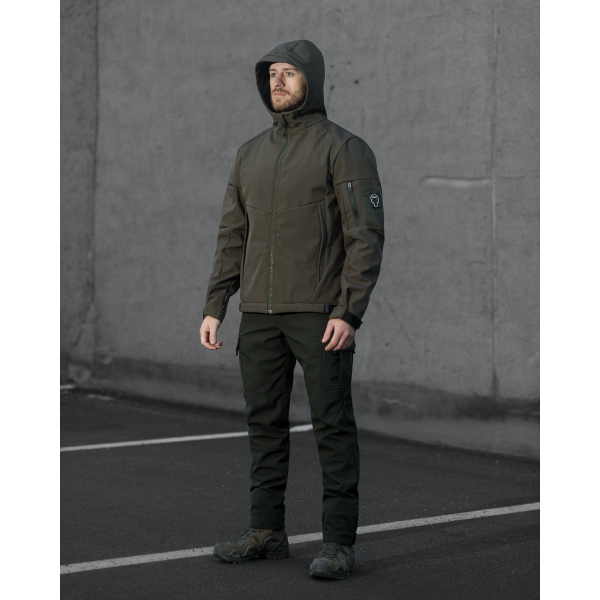 ТАКТИЧНИЙ КОМПЛЕКТ (Куртка Softshell BEZET Робокоп 2.0 хакі, брюки карго теплі BEZET Патрон 2.0 хакі) -