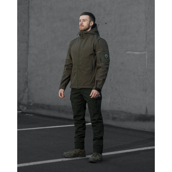 ТАКТИЧНИЙ КОМПЛЕКТ (Куртка Softshell BEZET Робокоп 2.0 хакі, брюки карго теплі BEZET Патрон 2.0 хакі) -