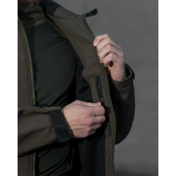 ТАКТИЧНИЙ КОМПЛЕКТ (Куртка Softshell BEZET Робокоп 2.0 хакі, брюки карго теплі BEZET Патрон 2.0 хакі) -